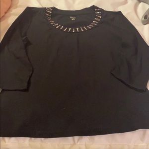 Style & Co quarter sleeve top with jewel design